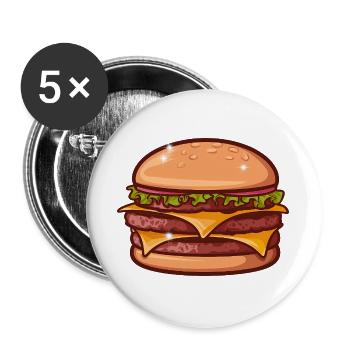 Juicy Cheeseburger - Buttons large 2.2''/56 mm (5-pack) - white - Front