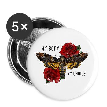 Tarantula Butterfly with Roses - Buttons large 2.2''/56 mm (5-pack) - white - Front
