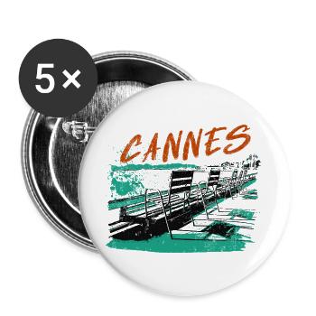 Cannes Côte d'Azur Illustration - Buttons large 2.2''/56 mm (5-pack) - white - Front