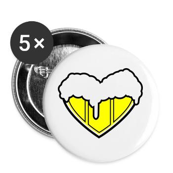 A heart for beer - Bierherz - Buttons large 2.2''/56 mm (5-pack) - white - Front
