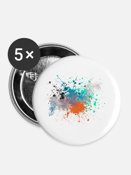 Farbexplosion Kunstinspiriert Design - Buttons groß 56 mm (5er Pack) - Weiß