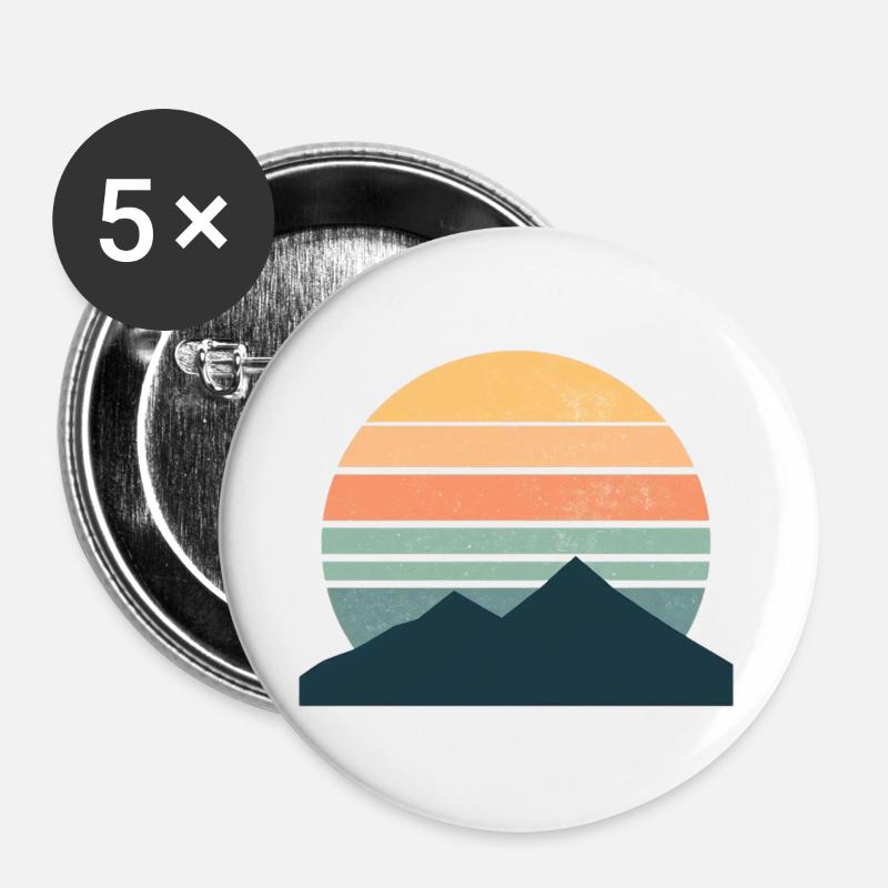 Minimalist mountain sunset - Buttons large 2.2''/56 mm (5-pack) - white