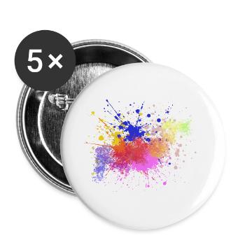 Farbige Farbspritzer Kunst Design - Buttons groß 56 mm (5er Pack) - Weiß - Vorne