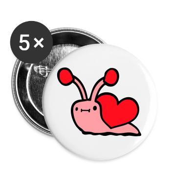 Snail Heart Snail Shell Cute Love Romantic - Buttons large 2.2''/56 mm (5-pack) - white - Front