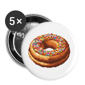 Pixel Donut  - Buttons groß 56 mm (5er Pack) - Weiß - Vorne