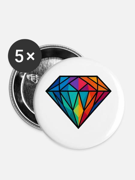 Diamant - Buttons groß 56 mm (5er Pack) - Weiß