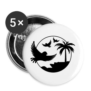 Paradise Insel Birds - Buttons groß 56 mm (5er Pack) - Weiß - Vorne