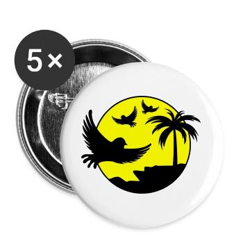 Paradise Insel Birds - Buttons groß 56 mm (5er Pack) - Weiß - Vorne
