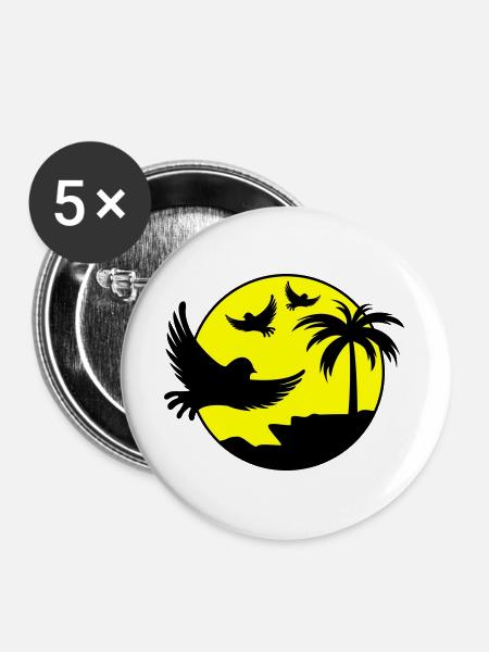 Paradise Insel Birds - Buttons groß 56 mm (5er Pack) - Weiß