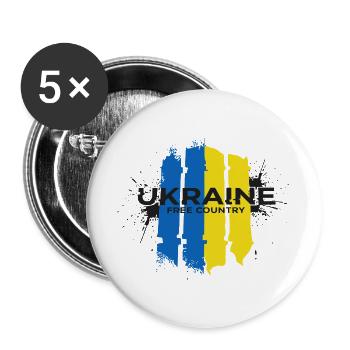 Ukraine Free Country Flag Art - Buttons large 2.2''/56 mm (5-pack) - white - Front