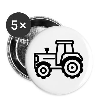 Traktor - Buttons groß 56 mm (5er Pack) - Weiß - Vorne