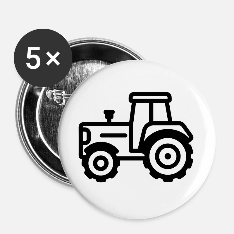 Traktor - Buttons groß 56 mm (5er Pack) - Weiß