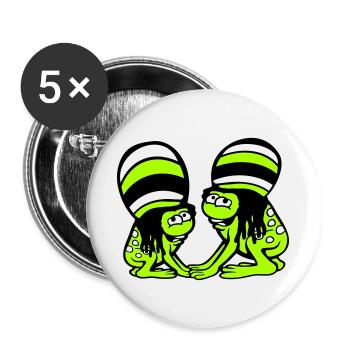 2 Frogs Reggae Music Rasta Hair Hat Jamaica - Buttons large 2.2''/56 mm (5-pack) - white - Front