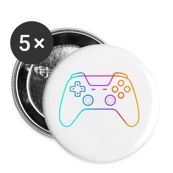 Neon Gamepad – Buntes Controller Motiv - Buttons groß 56 mm (5er Pack) - Weiß - Vorne