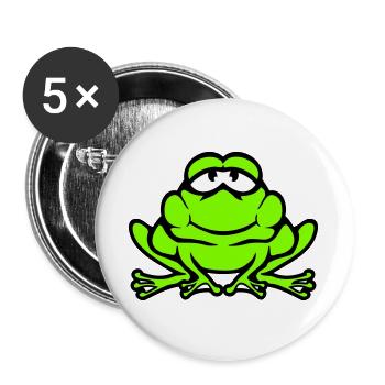 Frog Toad Smiles Funny Comic Happy Cool - Buttons large 2.2''/56 mm (5-pack) - white - Front