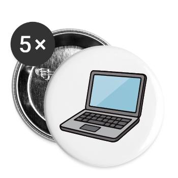Laptop Illustration Blue - Buttons large 2.2''/56 mm (5-pack) - white - Front