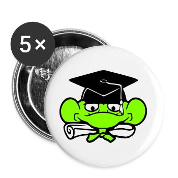 Frosch Schulabschluss Abitur bestanden College süß - Buttons groß 56 mm (5er Pack) - Weiß - Vorne