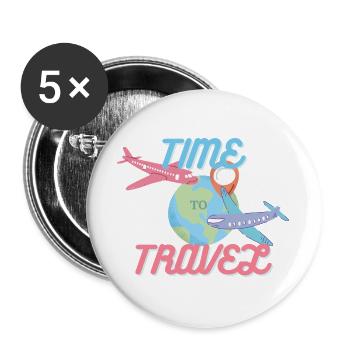 Il est temps de voyager - Lot de 5 grands badges (56 mm) - blanc - Devant