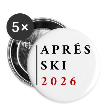 Apres Ski 2026 - Buttons groß 56 mm (5er Pack) - Weiß - Vorne