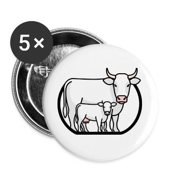 Cow with Calf – Minimalist Farm Art - Buttons large 2.2''/56 mm (5-pack) - white - Front