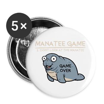 Manatee Game: Don't look at the manatee! Funny - Buttons large 2.2''/56 mm (5-pack) - white - Front