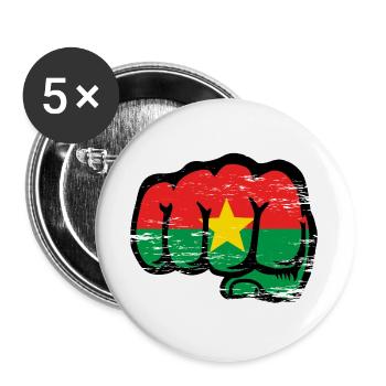 Burkina Faso Flagge Faust used - Buttons groß 56 mm (5er Pack) - Weiß - Vorne