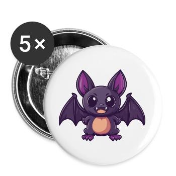 Fledermaus Halloween Lustig Comic - Buttons groß 56 mm (5er Pack) - Weiß - Vorne