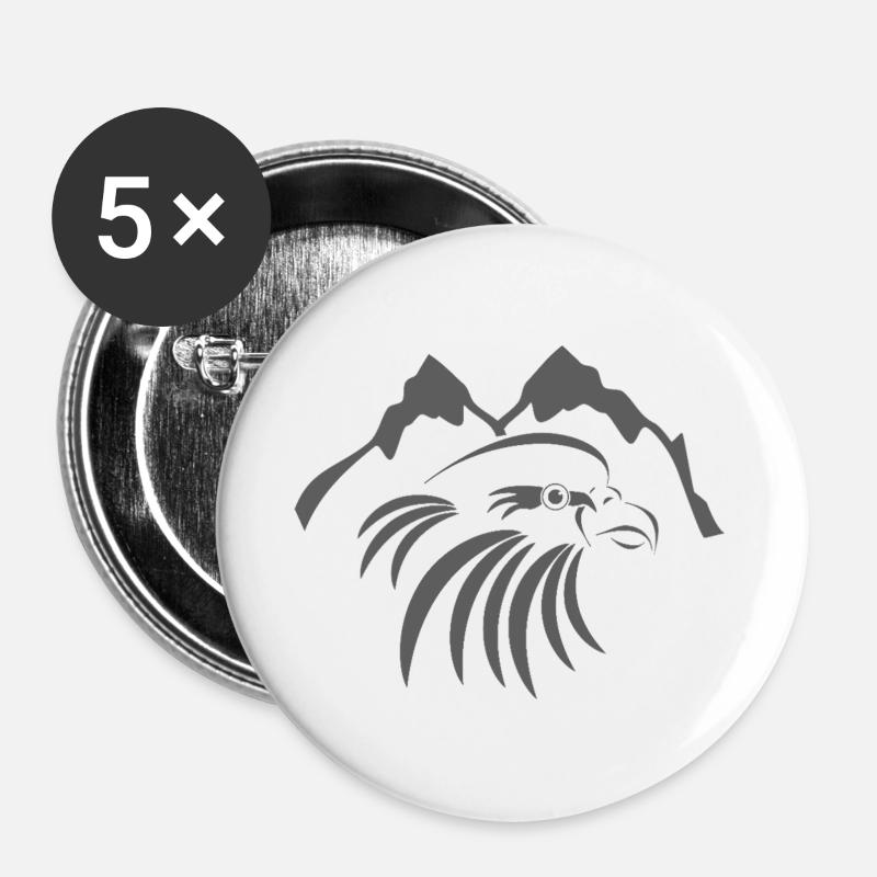 Adler_001a - Buttons groß 56 mm (5er Pack) - Weiß