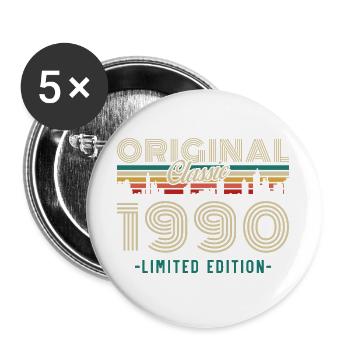 Original 1990 Vintage Rétro Cadeau D'anniversaire - Lot de 5 grands badges (56 mm) - blanc - Devant