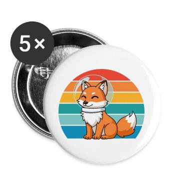 Astronauts Retro Predator Red Fox Fox Lover - Buttons large 2.2''/56 mm (5-pack) - white - Front
