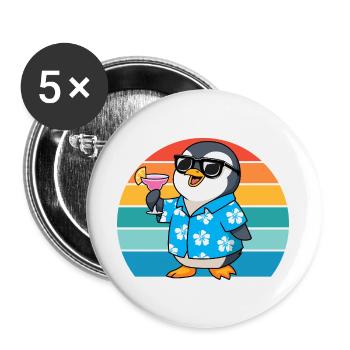 Lunettes de soleil Retro Penguins Cool Penguin - Lot de 5 grands badges (56 mm) - blanc - Devant