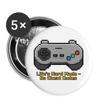 Der harte Modus des Lebens ohne Cheat-Codes - Buttons groß 56 mm (5er Pack) - Weiß - Vorne