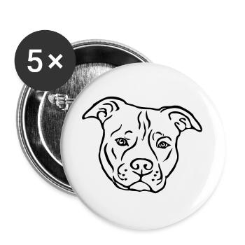 Tête de Satffordshire terrier américain - Lot de 5 grands badges (56 mm) - blanc - Devant
