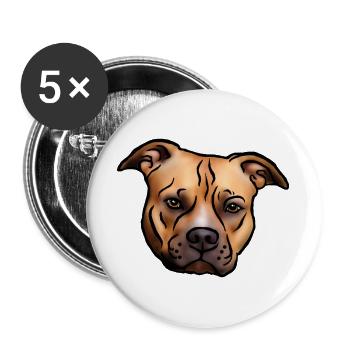 Tête de Staffordshire Terrier - Lot de 5 grands badges (56 mm) - blanc - Devant