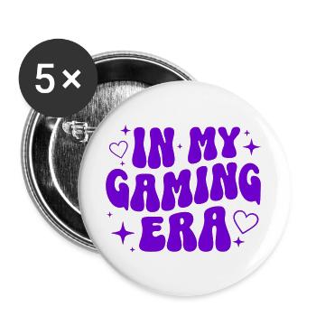 Cadeau de jeu Gamer Jeu vidéo Rétro - Lot de 5 grands badges (56 mm) - blanc - Devant