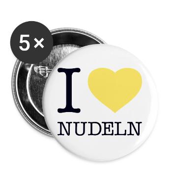 I love Nudeln - Buttons groß 56 mm (5er Pack) - Weiß - Vorne