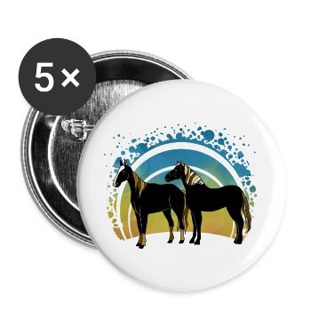 Pferde - Buttons groß 56 mm (5er Pack) - Weiß - Vorne