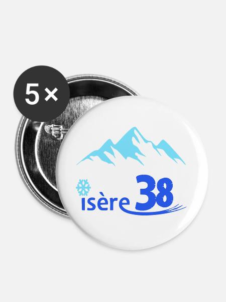 Logo der Isère 38 - Buttons groß 56 mm (5er Pack) - Weiß