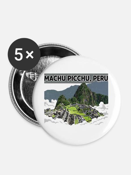 Machu Picchu Peru - Buttons groß 56 mm (5er Pack) - Weiß
