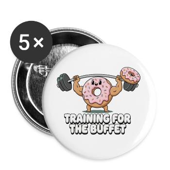 Donut Strength Training Humor - Buttons large 2.2''/56 mm (5-pack) - white - Front