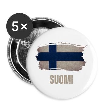 Grunge flag of Finland, vintage Finland - Buttons large 2.2''/56 mm (5-pack) - white - Front