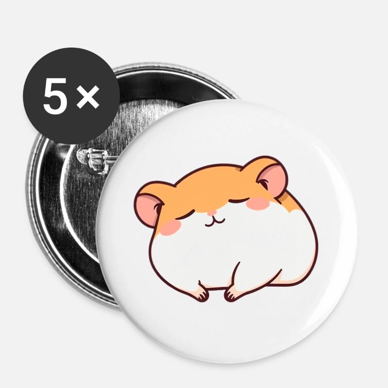 Schlafender Hamster - Buttons groß 56 mm (5er Pack) - Weiß