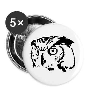 Eule - Buttons groß 56 mm (5er Pack) - Weiß - Vorne