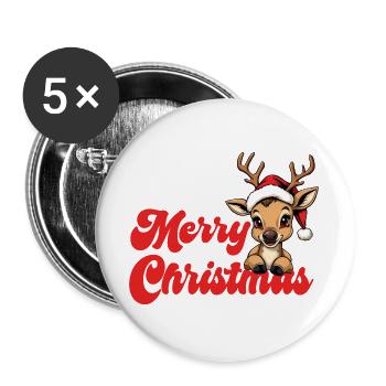 Noël de rennes Joyeux Noël - Lot de 5 grands badges (56 mm) - blanc - Devant
