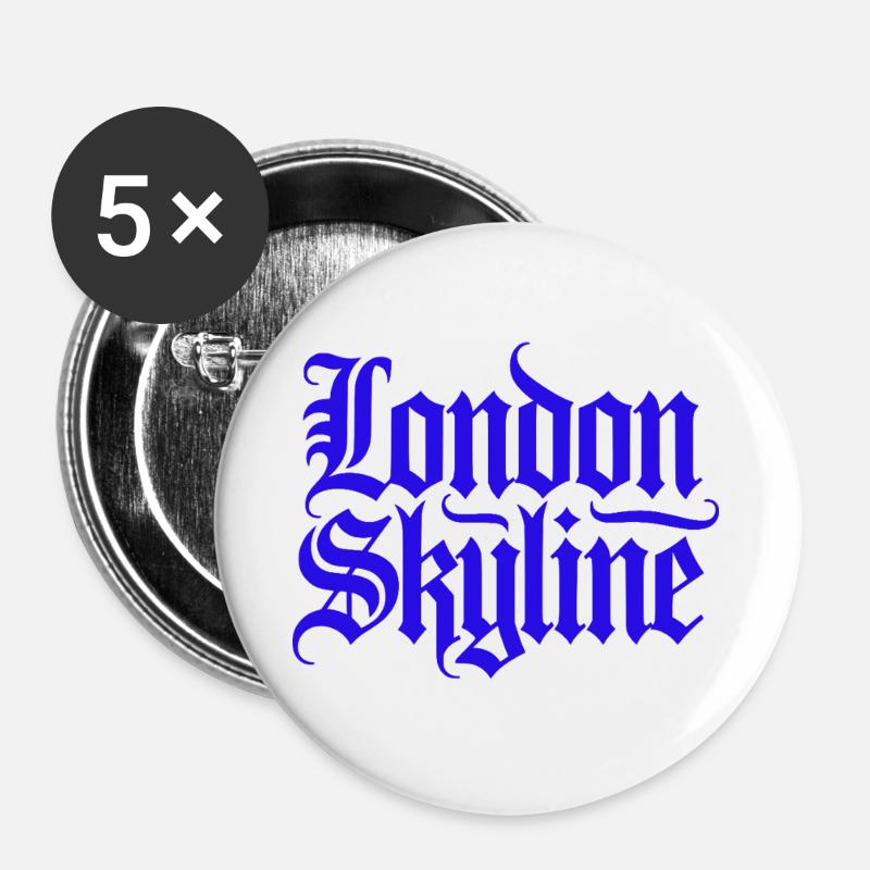London Skyline - Buttons groß 56 mm (5er Pack) - Weiß