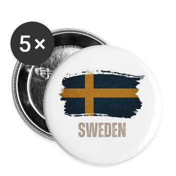 Flagge Schwedens, ich liebe Schweden - Buttons groß 56 mm (5er Pack) - Weiß - Vorne