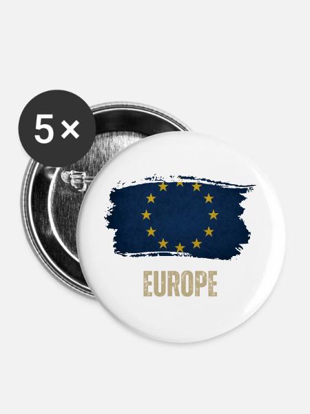 Grunge-Flagge von Europa, ich liebe Europa - Buttons groß 56 mm (5er Pack) - Weiß