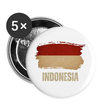 Indonesian grunge flag, Indonesian proud - Buttons large 2.2''/56 mm (5-pack) - white - Front
