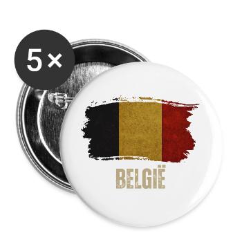 Grunge flag of Belgium, I love Belgium - Buttons large 2.2''/56 mm (5-pack) - white - Front