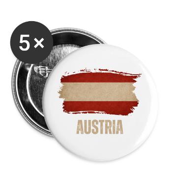 Austrian grunge flag, Austrian pride - Buttons large 2.2''/56 mm (5-pack) - white - Front